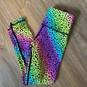 EUC Kids size 4-5 neon leopard leggings